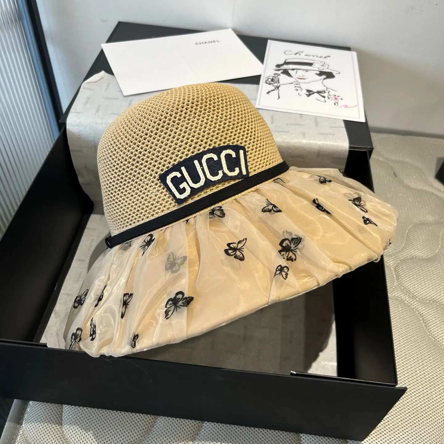 💰120¥ Gucci new lantern hat, sunshade straw hat, anti-UV brim, head circumference 57cm