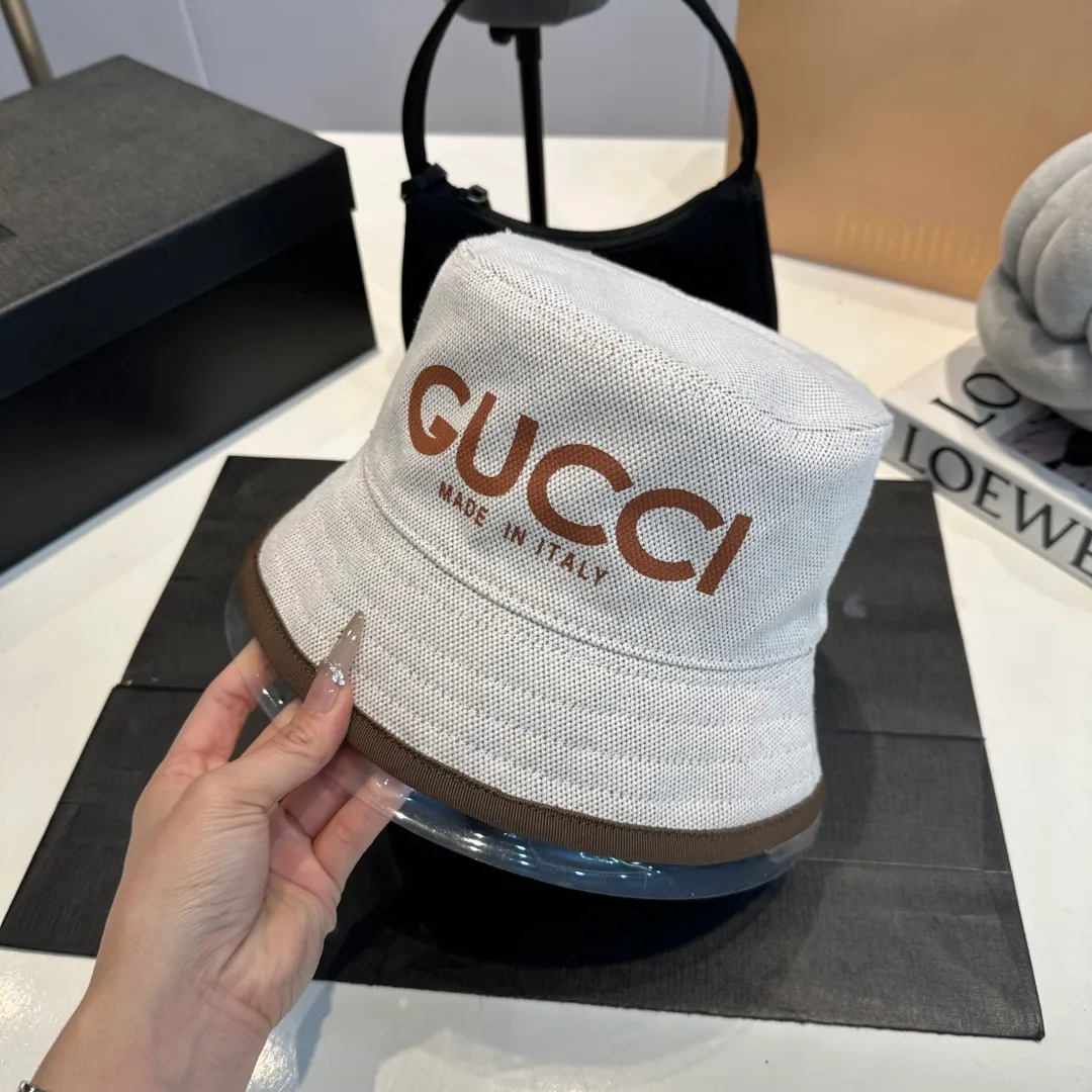 P60 GUCCI Gucci 2025 counter new simple embroidered fisherman hat, very trendy! Casual and sports style, classic production, super easy to match!