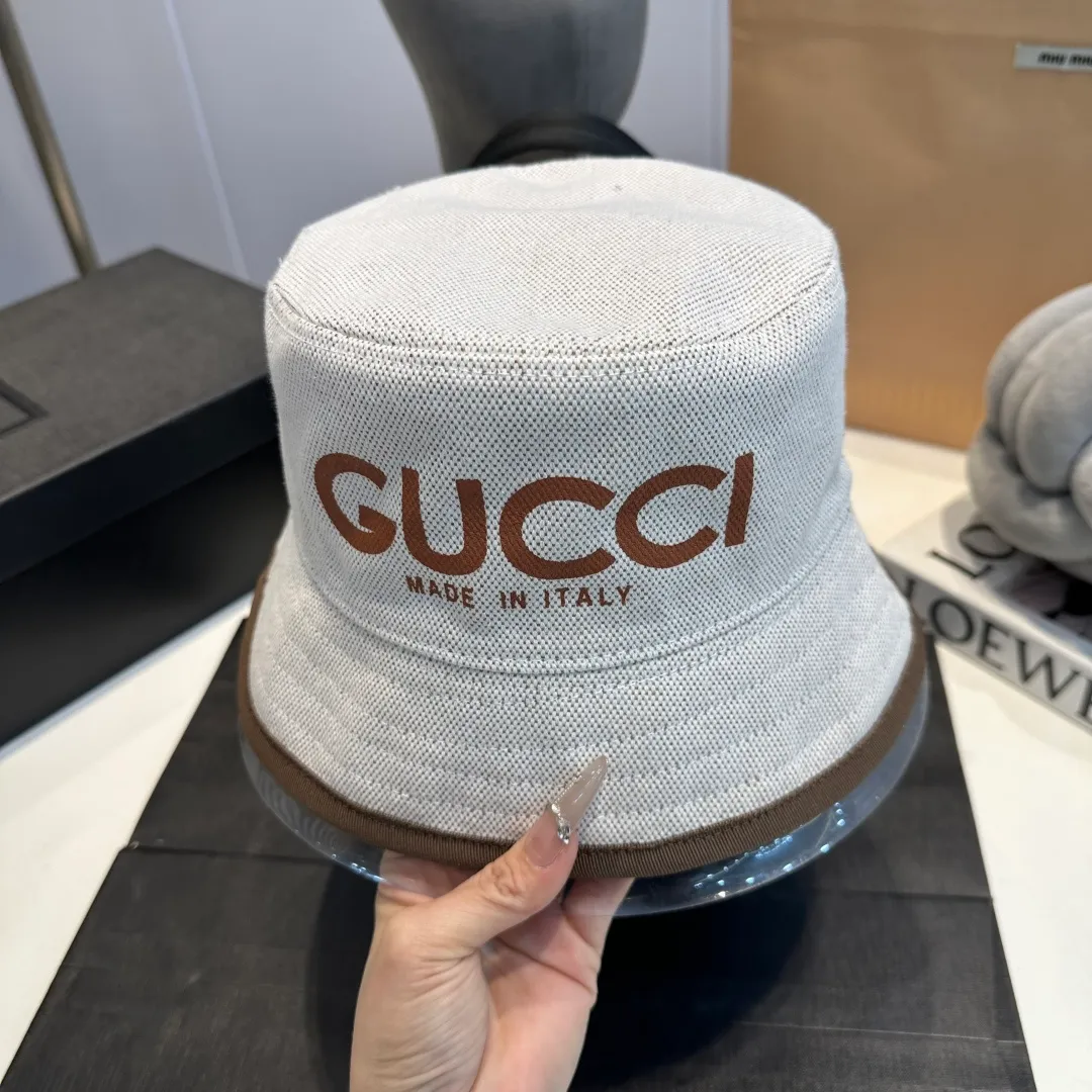 P60 GUCCI Gucci 2025 counter new simple embroidered fisherman hat, very trendy! Casual and sports style, classic production, super easy to match!