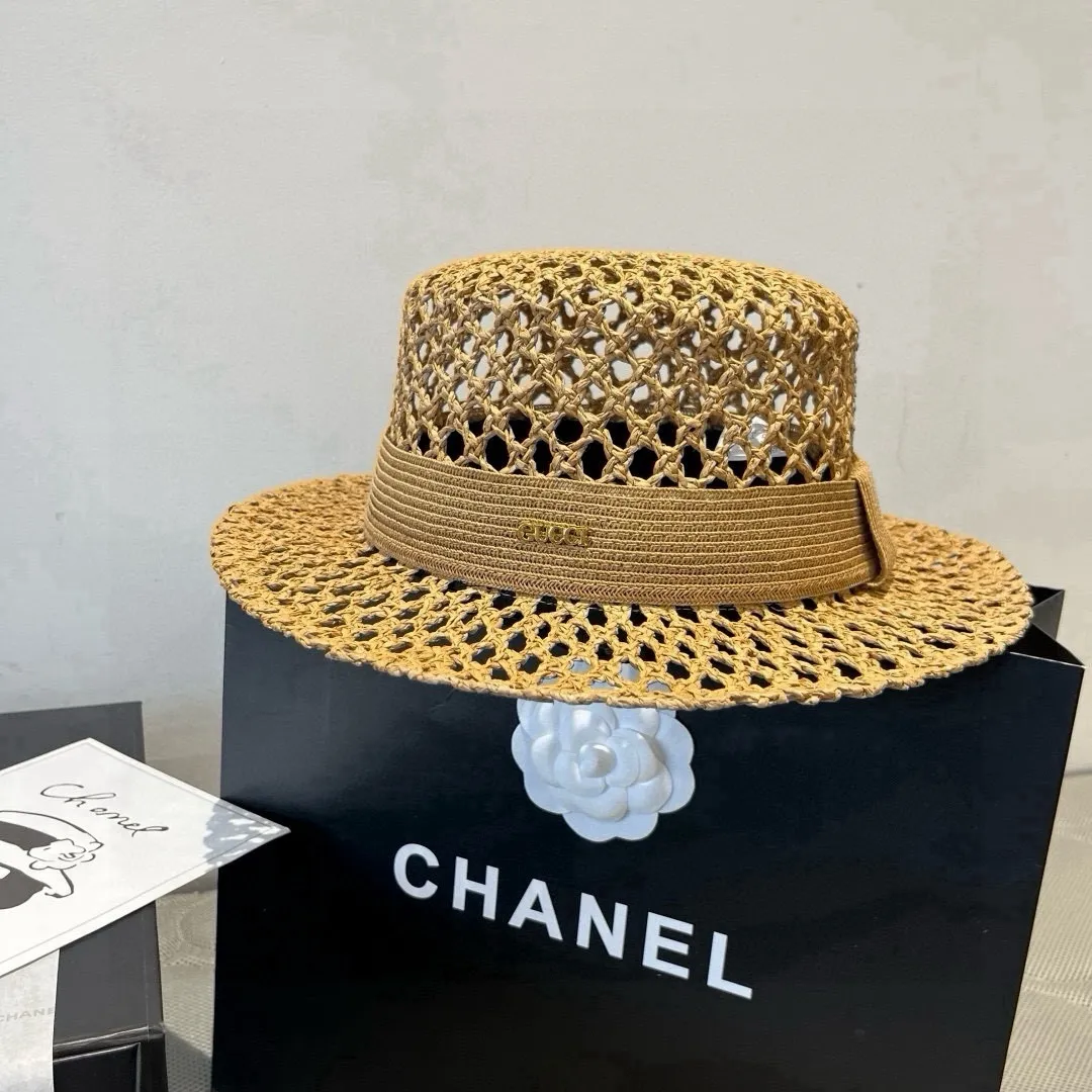 💰160¥ Gucci flat top hat, hollow sun hat, small top hat, head circumference 57cm