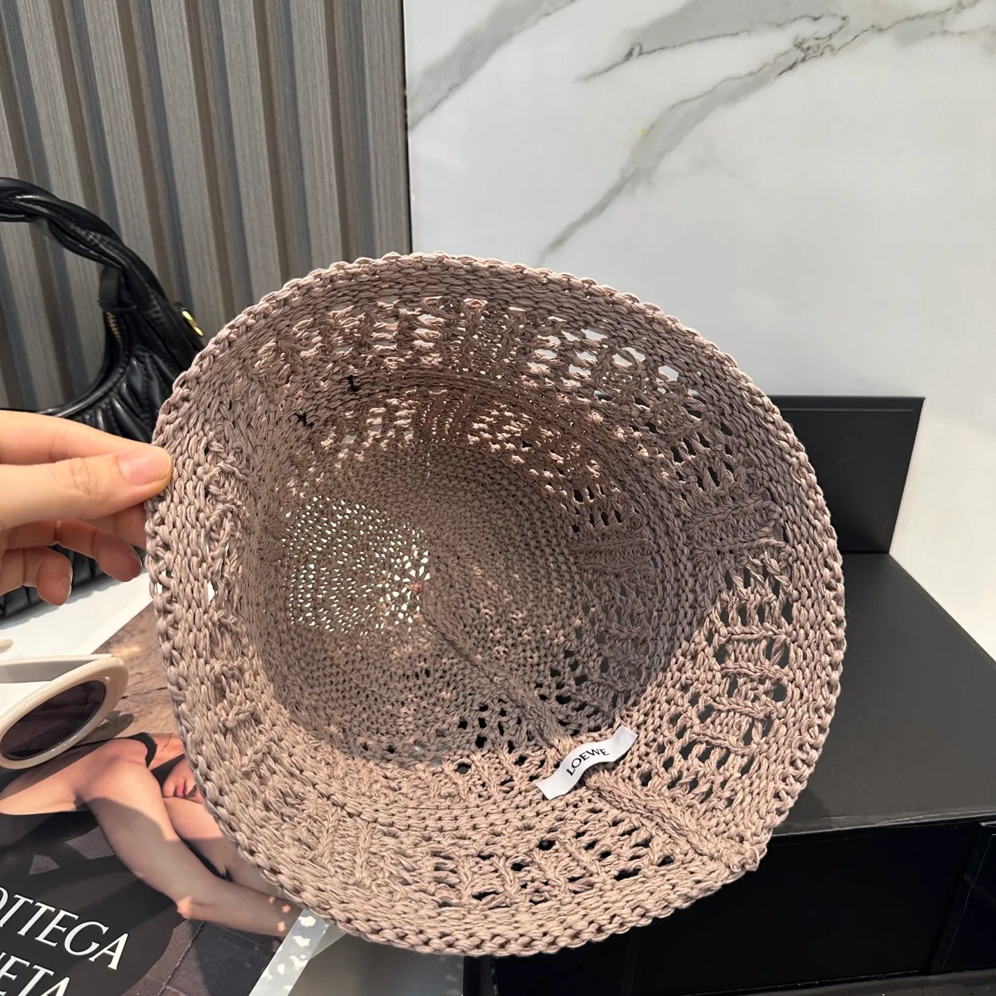 P70 LOEWE summer fisherman hat for women 2025 without makeup Internet celebrity versatile bucket hat sun protection face covering fashion basin hat