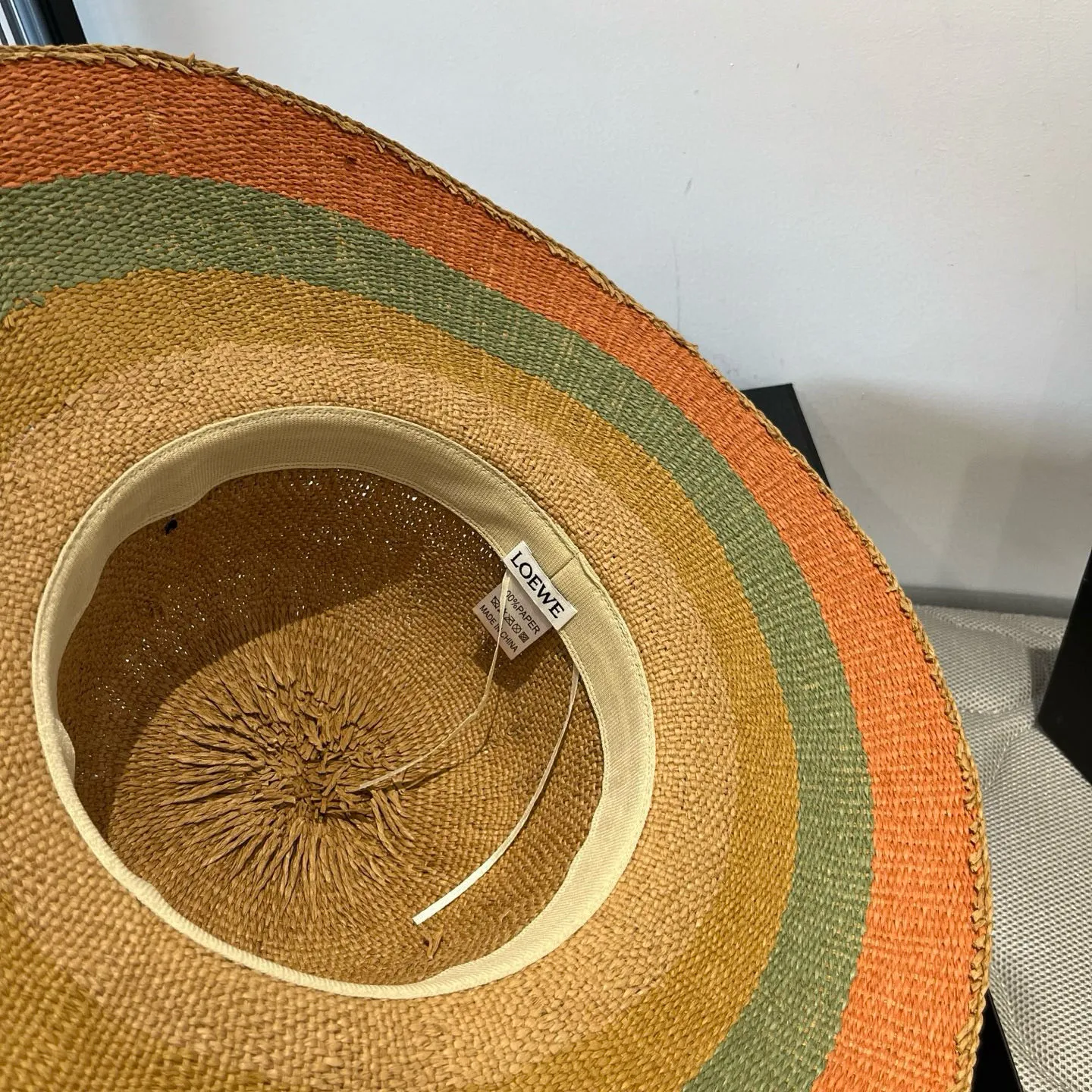💰120¥ ＬＯＥＷＥLOEWE new straw hat, hand-crocheted straw hat, large brim straw hat, sunshade beach hat, foldable, easy to carry, head circumference 57cm