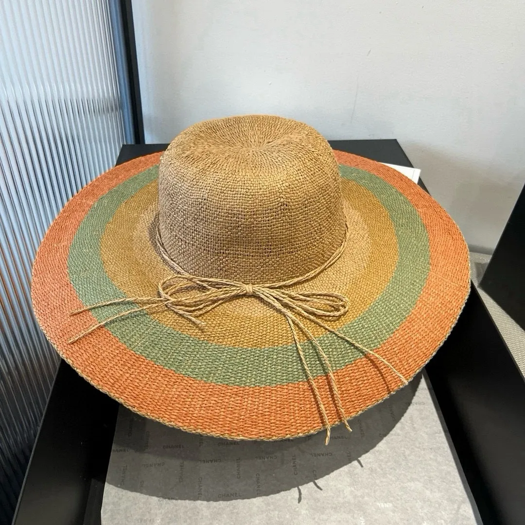 💰130¥ ＬＯＥＷＥLoewee new straw hat, hand-crocheted straw hat, large brim straw hat, sunshade beach hat, foldable, easy to carry, head circumference 57cm