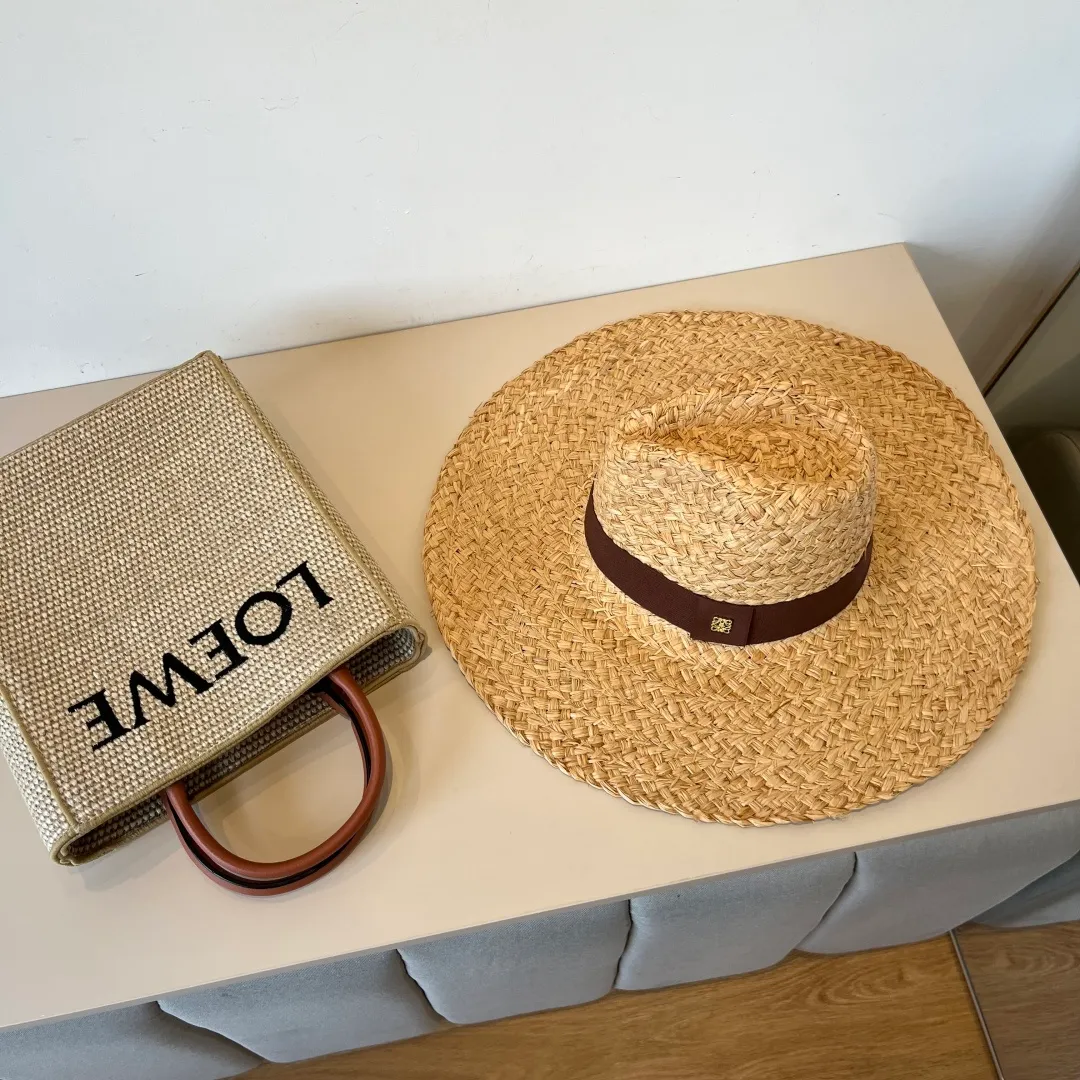 💰140¥ Loewe's new raffia hat, sunshade beach hat, head circumference 57cm