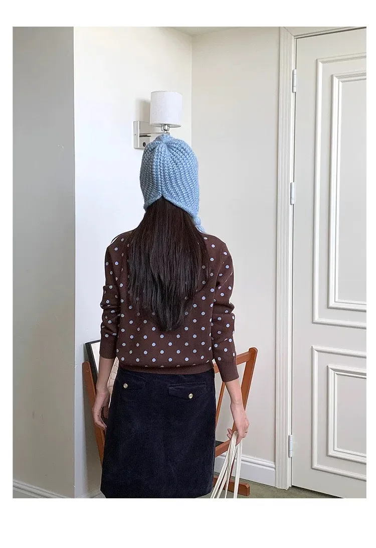 🆕25 new autumn and winter style ⚜️Loewe LOGO knitted ear protection hat 🛒High quality star internet celebrity same style ✨Beige Black Brown Blue