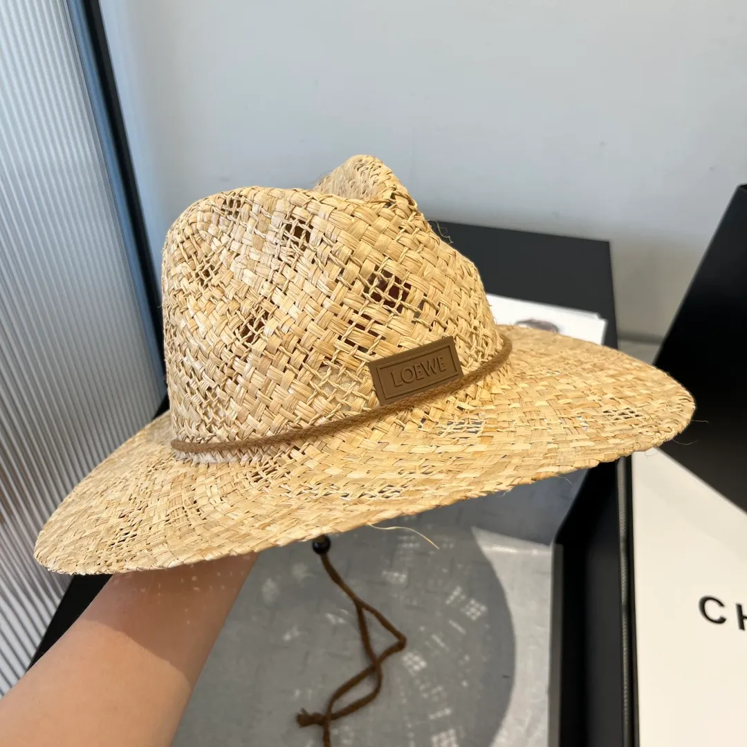 💰140¥ LOEWE's new raffia hat, natural grass, light and windproof rope, head circumference 57cm