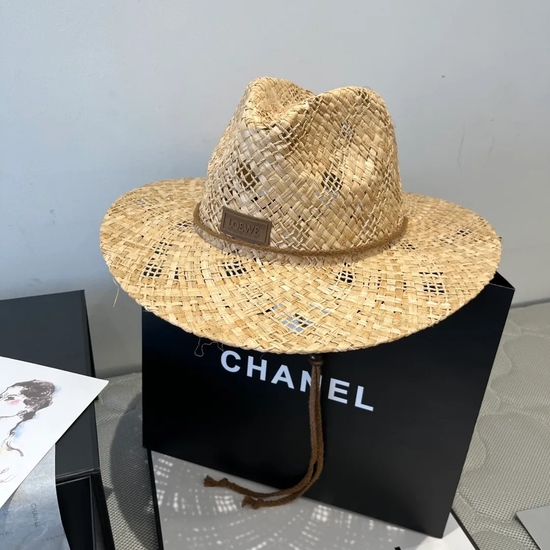 💰140¥ LOEWE's new raffia hat, natural grass, light and windproof rope, head circumference 57cm