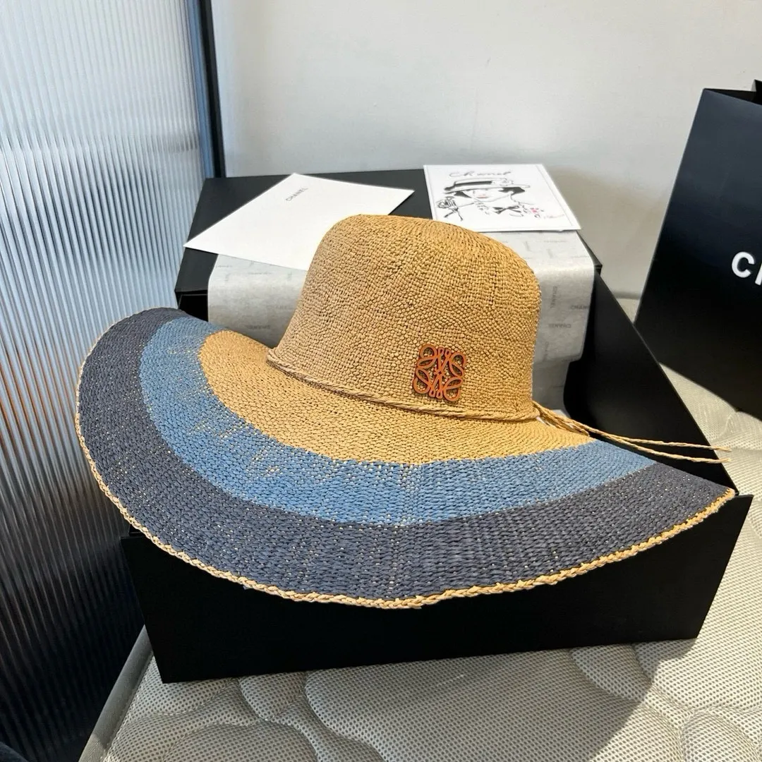 💰130¥ ＬＯＥＷＥLoewee new straw hat, hand-crocheted straw hat, large brim straw hat, sunshade beach hat, foldable, easy to carry, head circumference 57cm