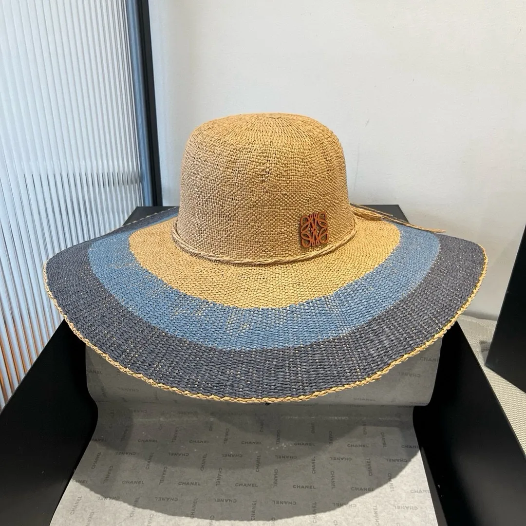 💰130¥ ＬＯＥＷＥLoewee new straw hat, hand-crocheted straw hat, large brim straw hat, sunshade beach hat, foldable, easy to carry, head circumference 57cm