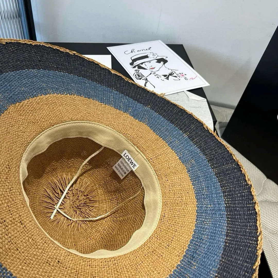 💰130¥ ＬＯＥＷＥLoewee new straw hat, hand-crocheted straw hat, large brim straw hat, sunshade beach hat, foldable, easy to carry, head circumference 57cm