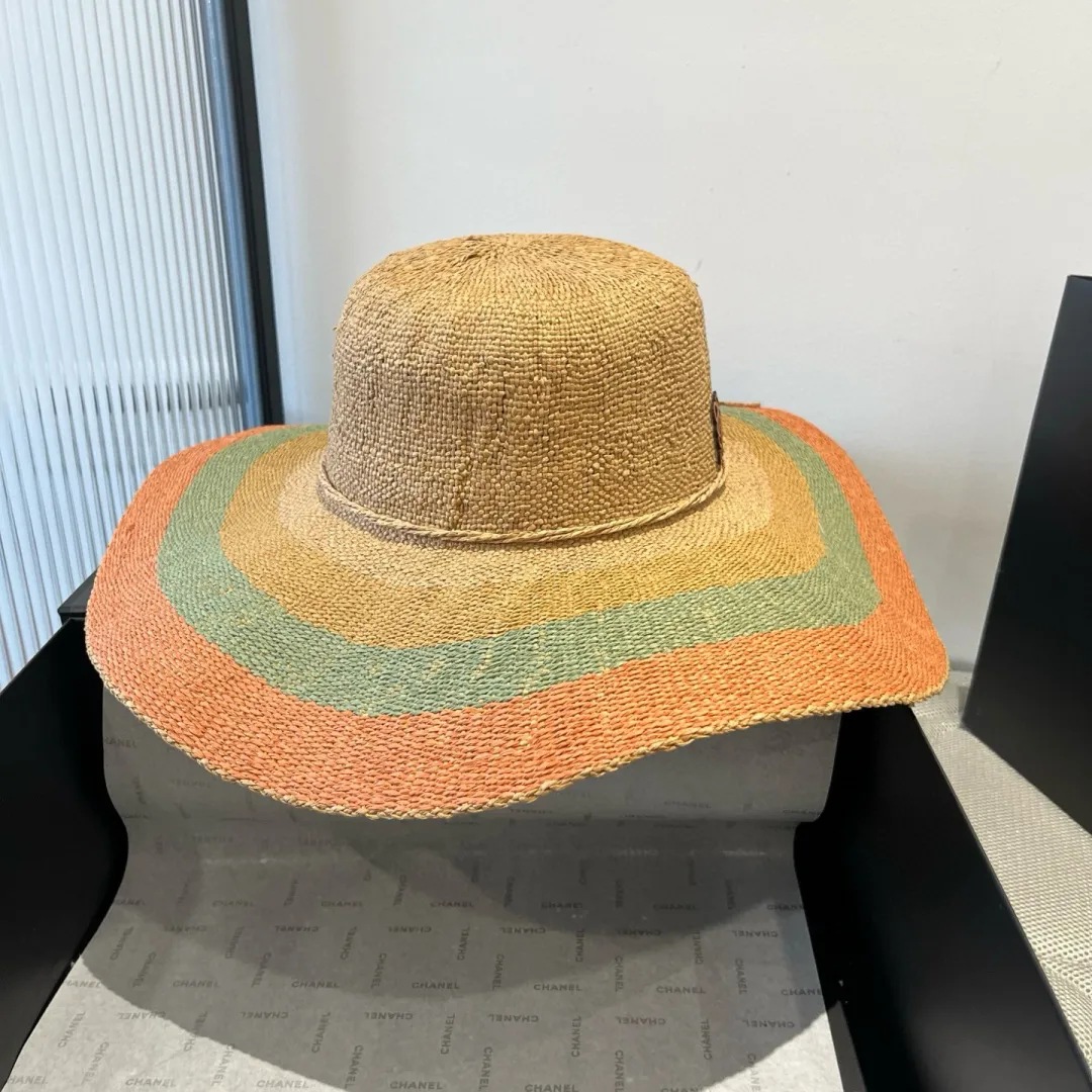 💰120¥ ＬＯＥＷＥLOEWE new straw hat, hand-crocheted straw hat, large brim straw hat, sunshade beach hat, foldable, easy to carry, head circumference 57cm