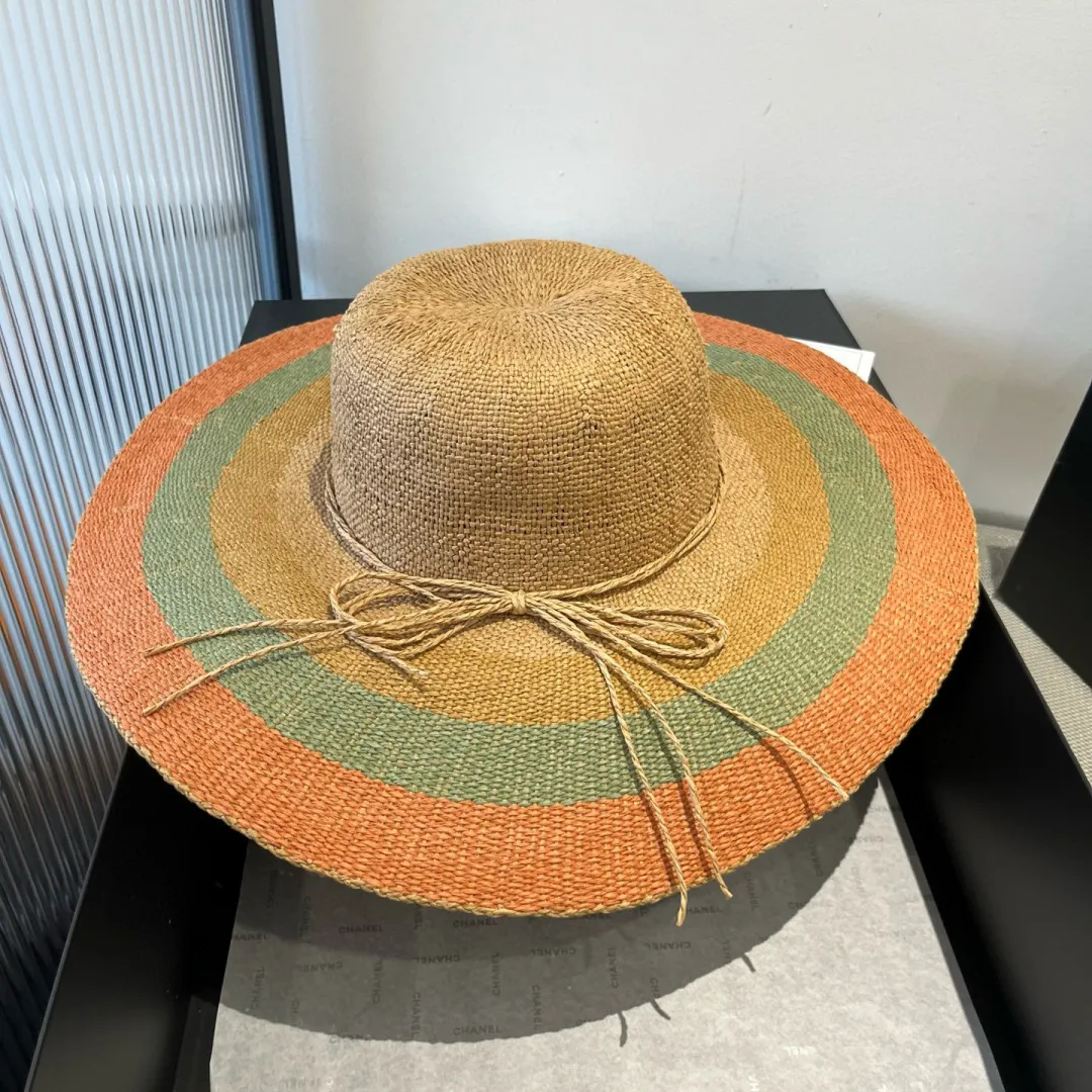 💰120¥ ＬＯＥＷＥLOEWE new straw hat, hand-crocheted straw hat, large brim straw hat, sunshade beach hat, foldable, easy to carry, head circumference 57cm