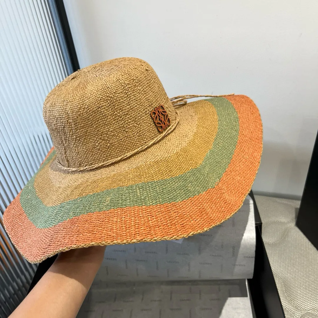 💰120¥ ＬＯＥＷＥLOEWE new straw hat, hand-crocheted straw hat, large brim straw hat, sunshade beach hat, foldable, easy to carry, head circumference 57cm