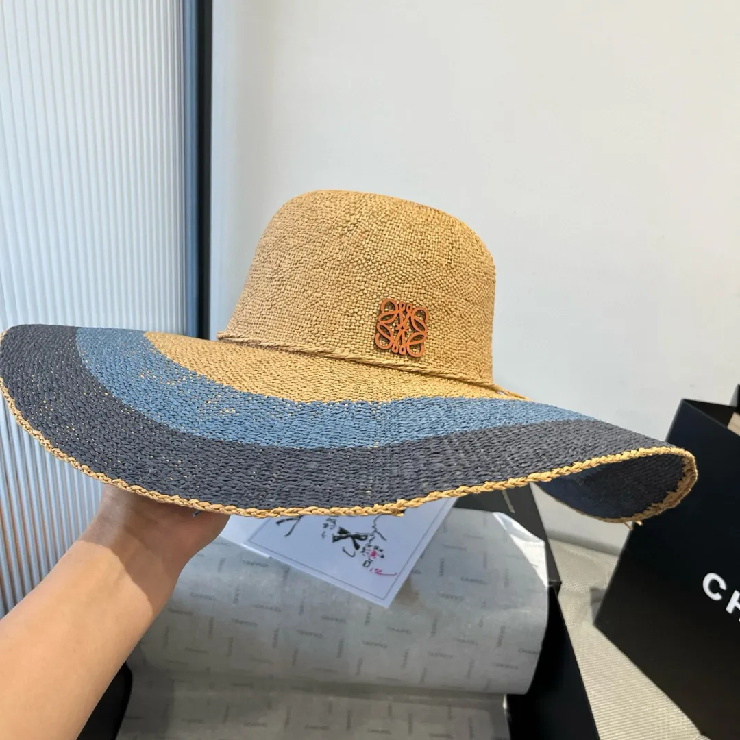 💰120¥ ＬＯＥＷＥLOEWE new straw hat, hand-crocheted straw hat, large brim straw hat, sunshade beach hat, foldable, easy to carry, head circumference 57cm