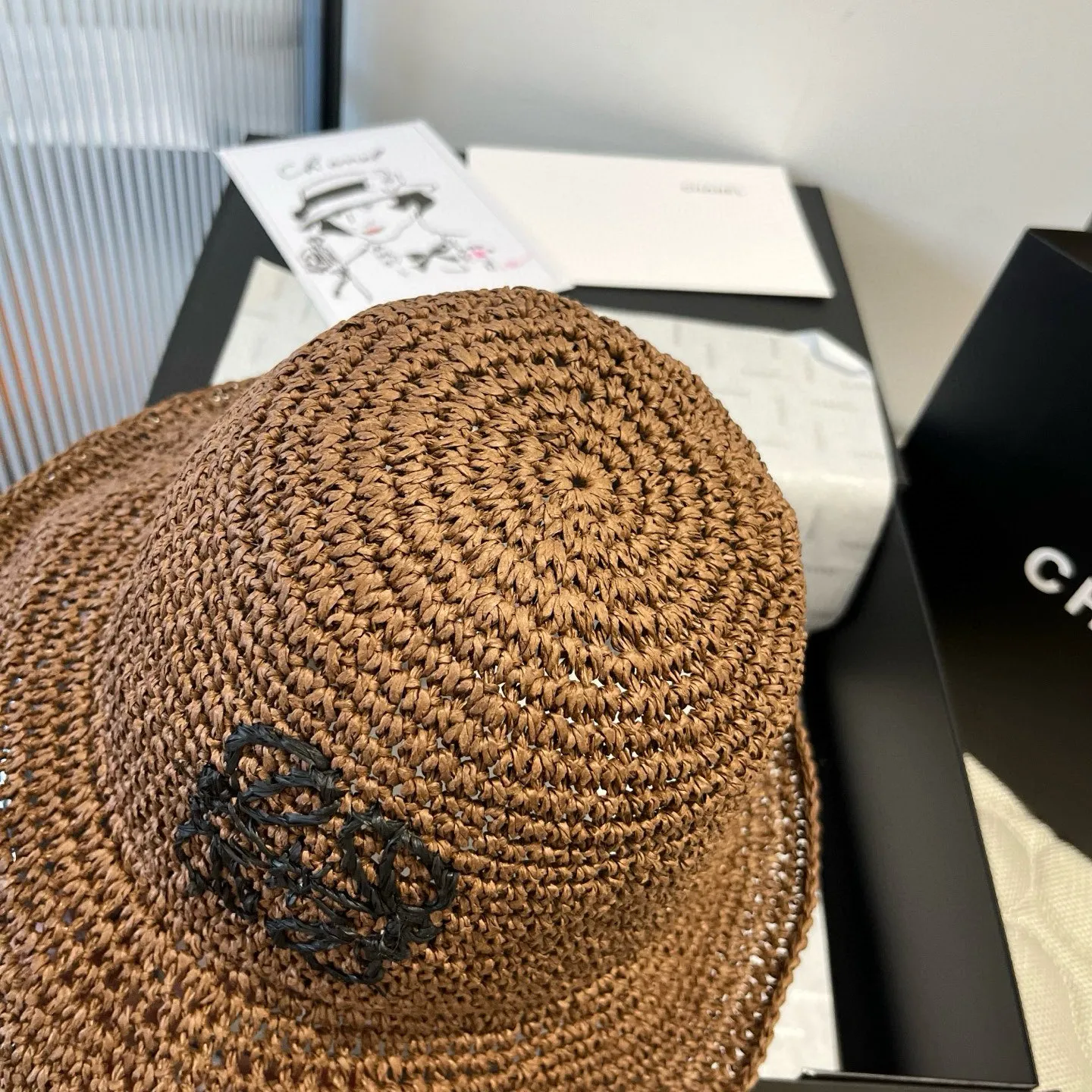 💰100¥ ＬＯＥＷＥLOEWE's new straw hat, hand-crocheted straw hat, foldable, easy to carry, head circumference 57cm