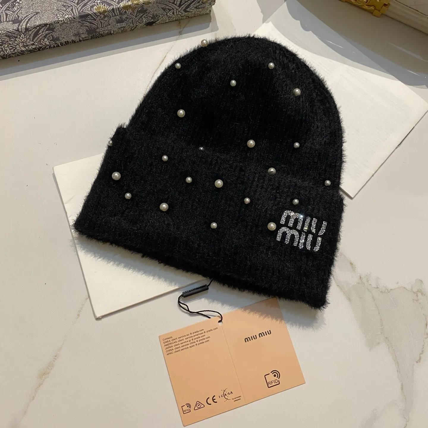 MiuMiu mohair knitted hat Korean style sweet style