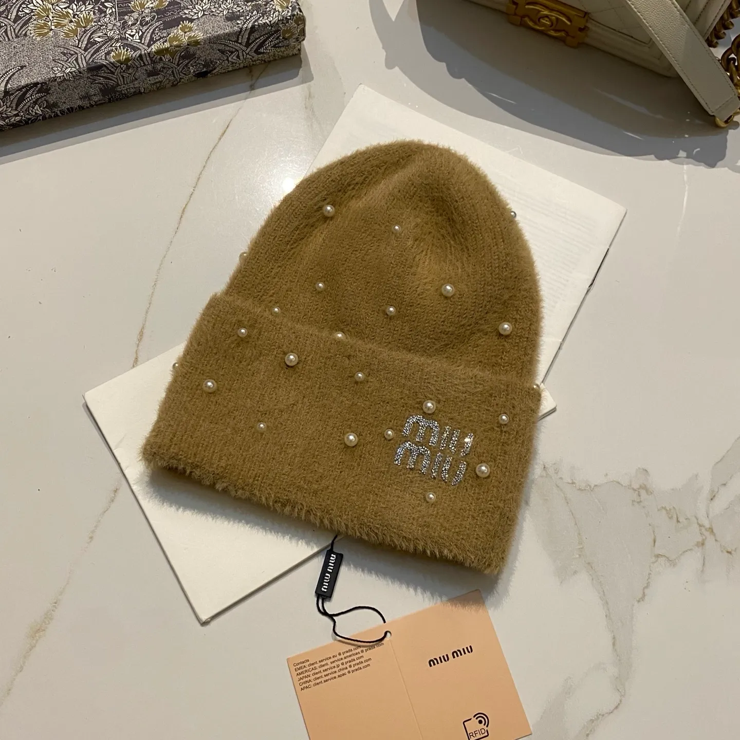 MiuMiu mohair knitted hat Korean style sweet style