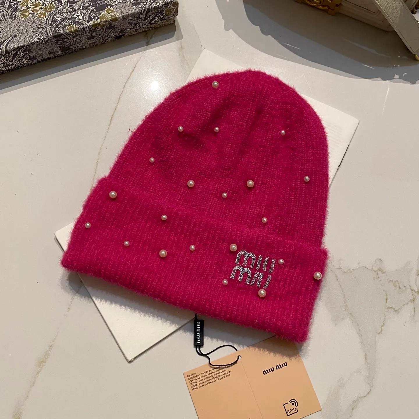 MiuMiu mohair knitted hat Korean style sweet style