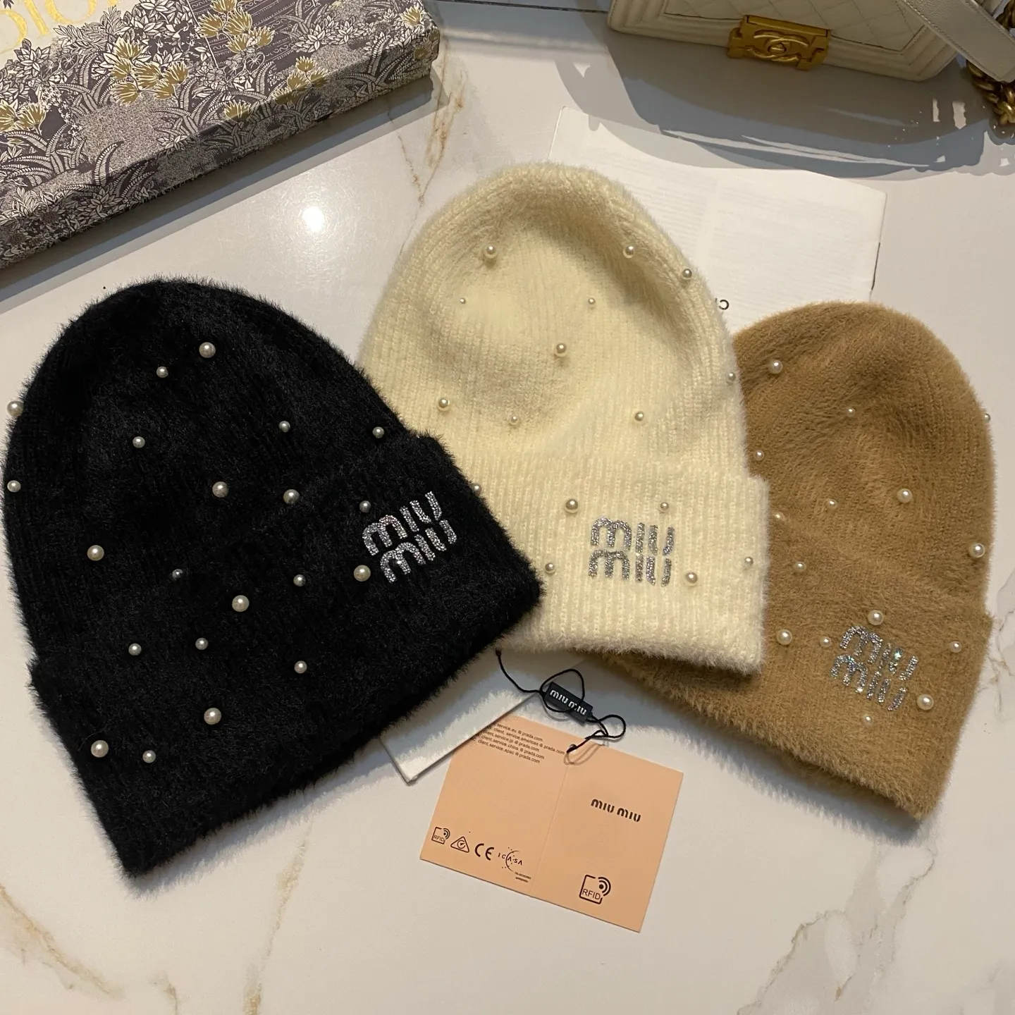 MiuMiu mohair knitted hat Korean style sweet style