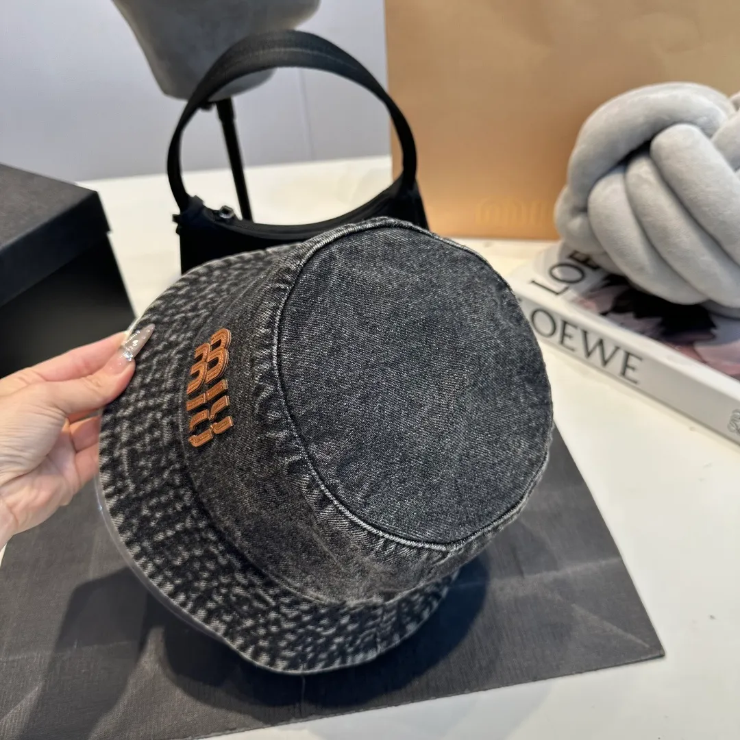 P60 miumiu high-end denim fisherman hat, original quality, head circumference 57cm