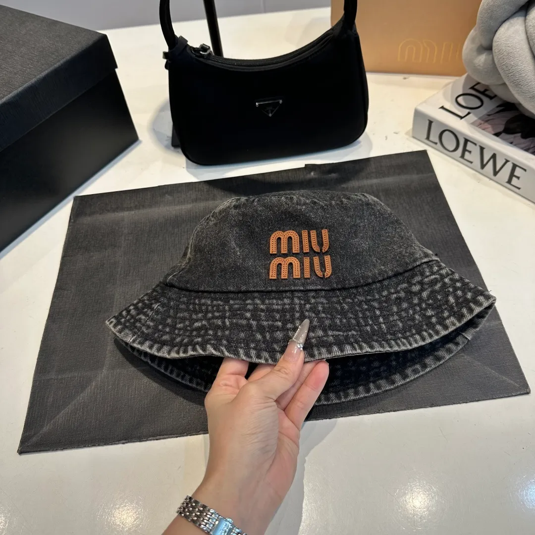P60 miumiu high-end denim fisherman hat, original quality, head circumference 57cm