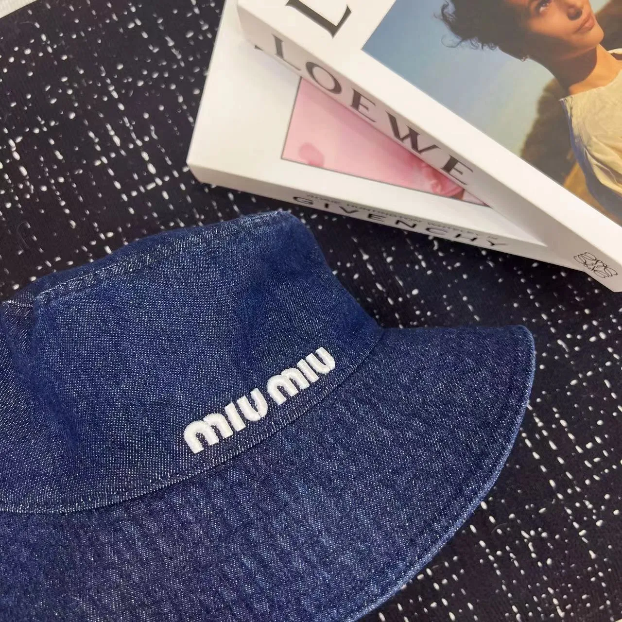 New 🔥High quality shipped miumiu denim fisherman hat embroidered style