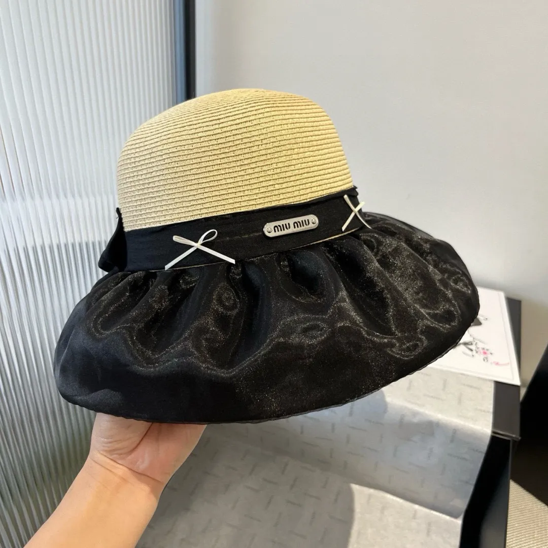 💰120¥ miumiu new lantern hat, sunshade straw hat, anti-UV brim, head circumference 57cm
