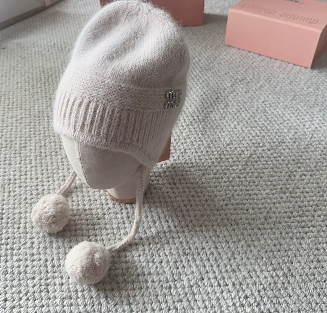 💰100 miumiu new autumn and winter knitted beanie This is so cute! The earmuffs are such a beauty! Soft and waxy