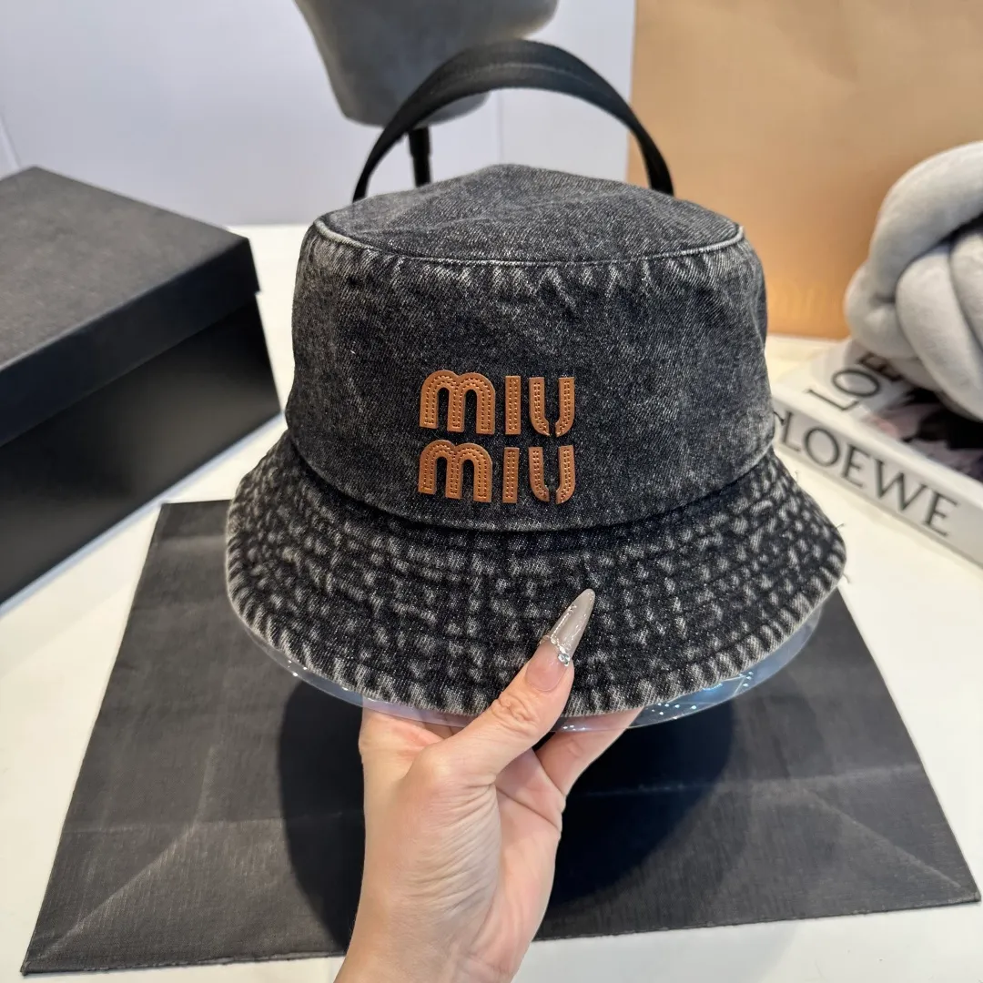 P60 miumiu high-end denim fisherman hat, original quality, head circumference 57cm