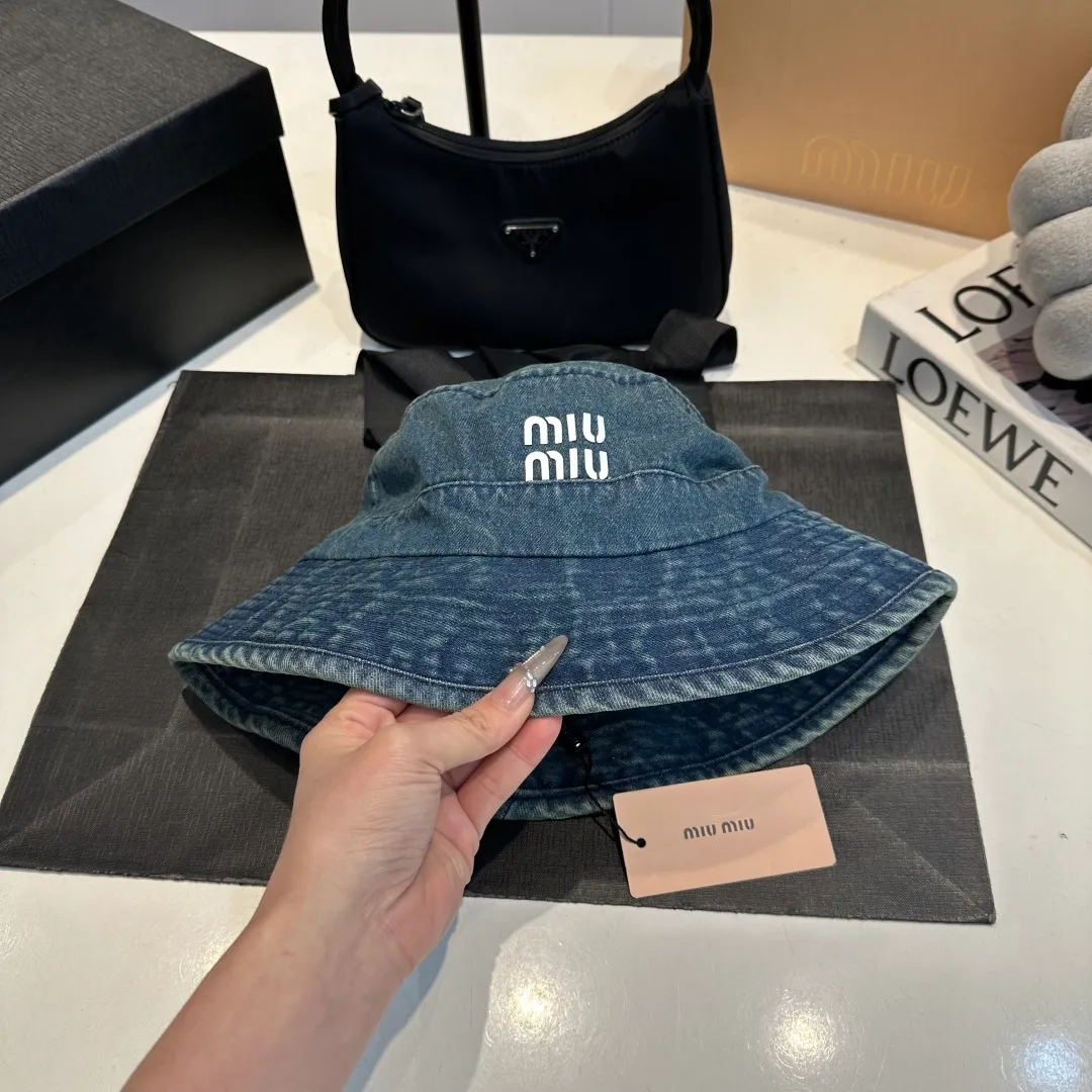 P60 miumiu high-end denim fisherman hat, original quality, head circumference 57cm