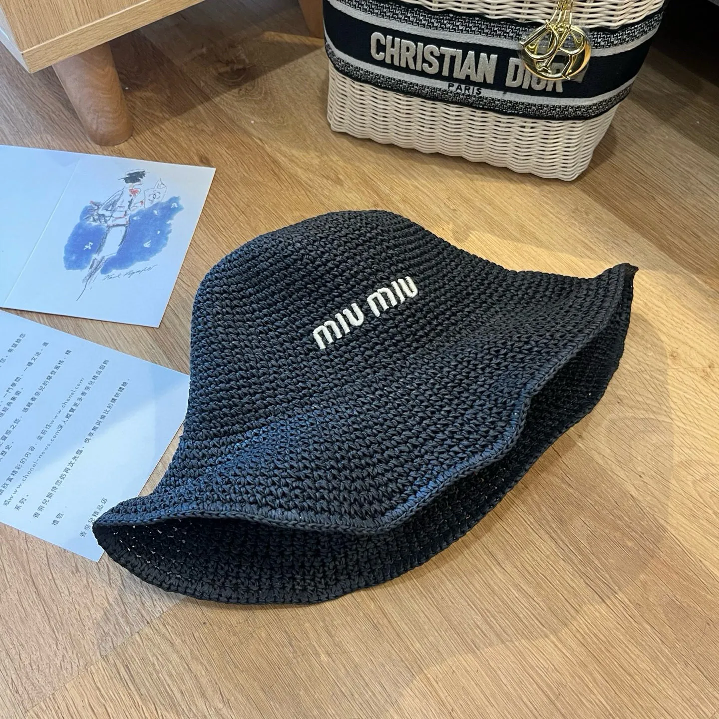 💰100¥ miumiu 2025 summer folding straw hat, pure crochet, head circumference 57cm, foldable
