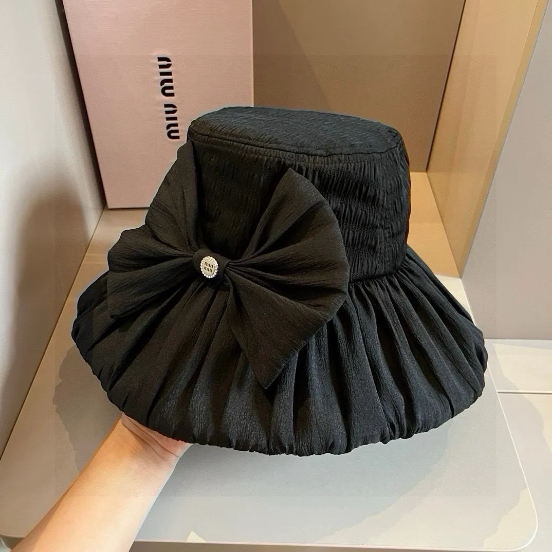 💰120¥ miumiu 2024 new sun visor, ladylike style with small fresh bow🎀Sun visor, customized high-end organza, head circumference 57cm