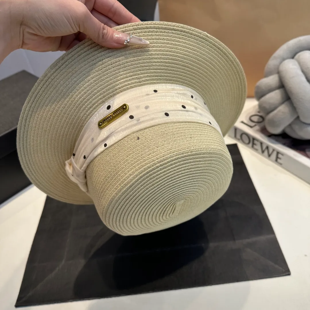 P90 miumiu straw hat, lady style round hat, high-end customization, head circumference 57cm