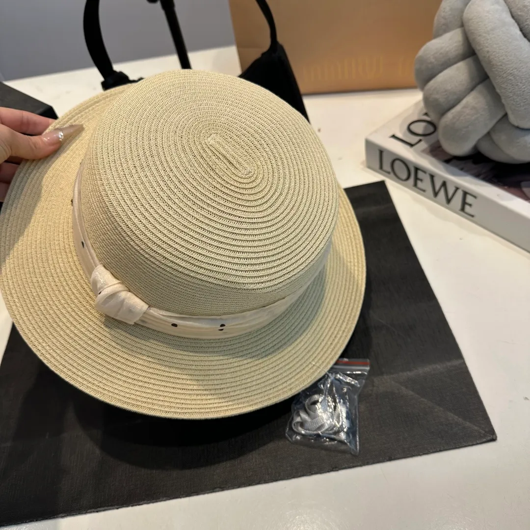 P90 miumiu straw hat, lady style round hat, high-end customization, head circumference 57cm