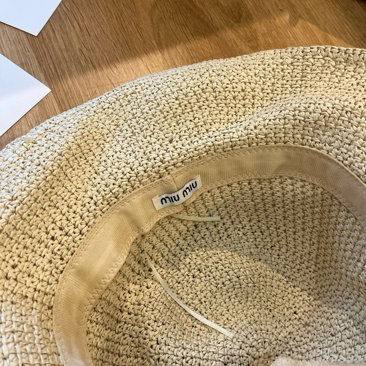 💰100¥ miumiu 2025 summer folding straw hat, pure crochet, head circumference 57cm, foldable