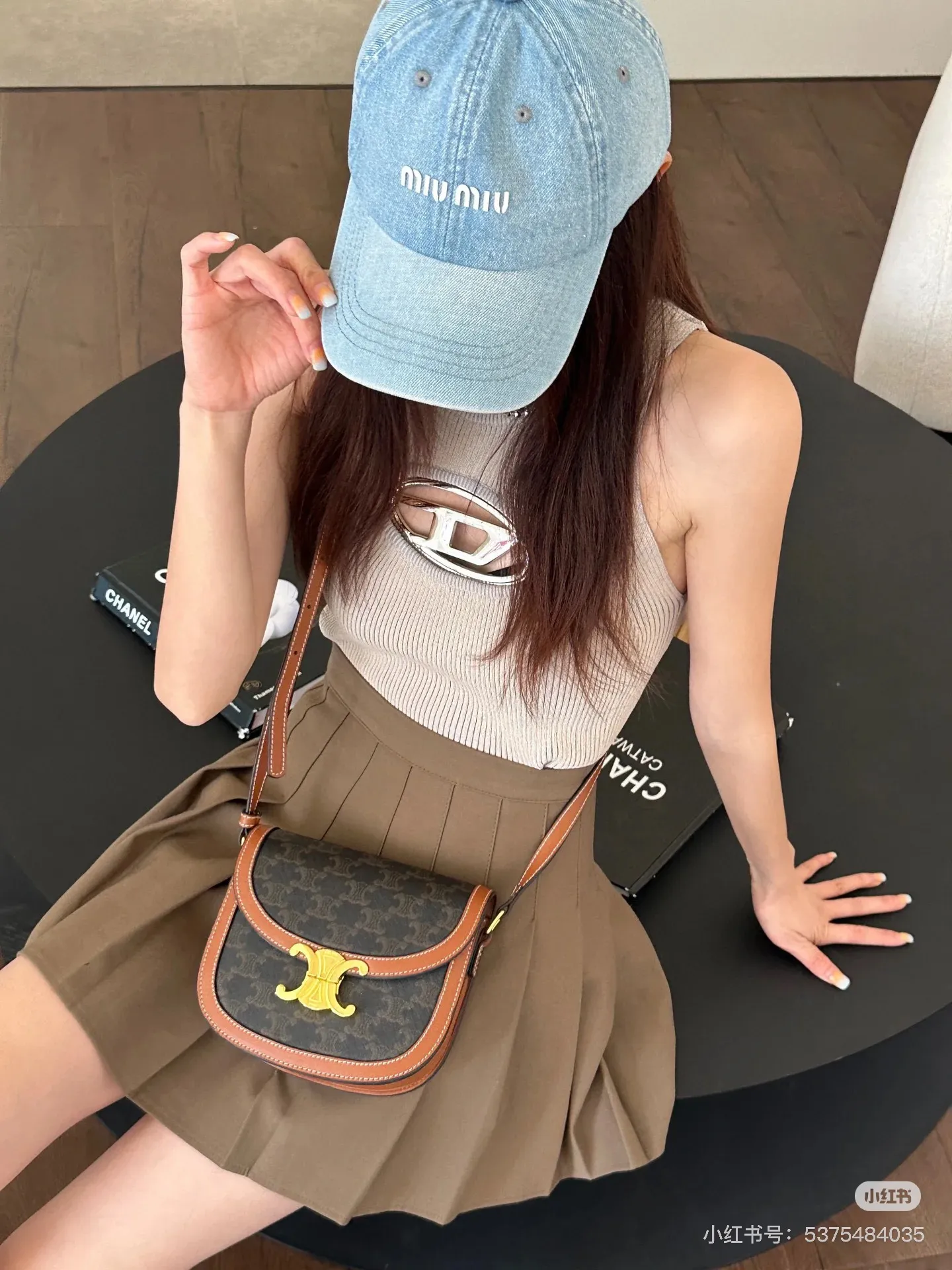 Running volume miumiu denim baseball cap bucket hat