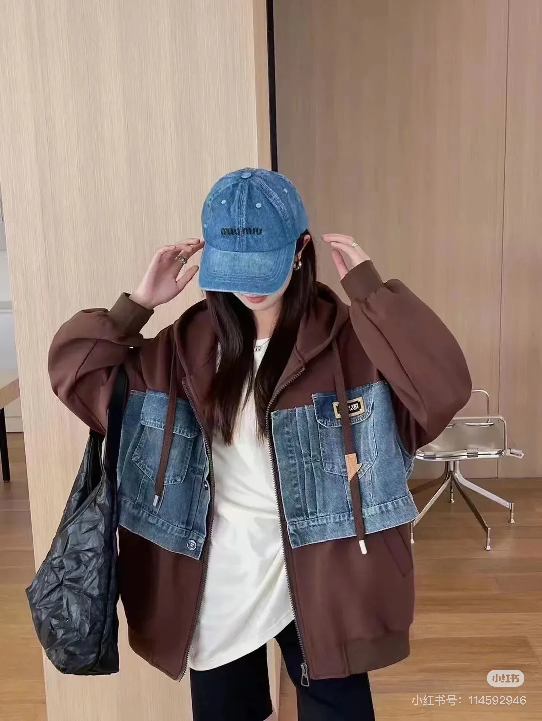 Running volume miumiu denim baseball cap bucket hat
