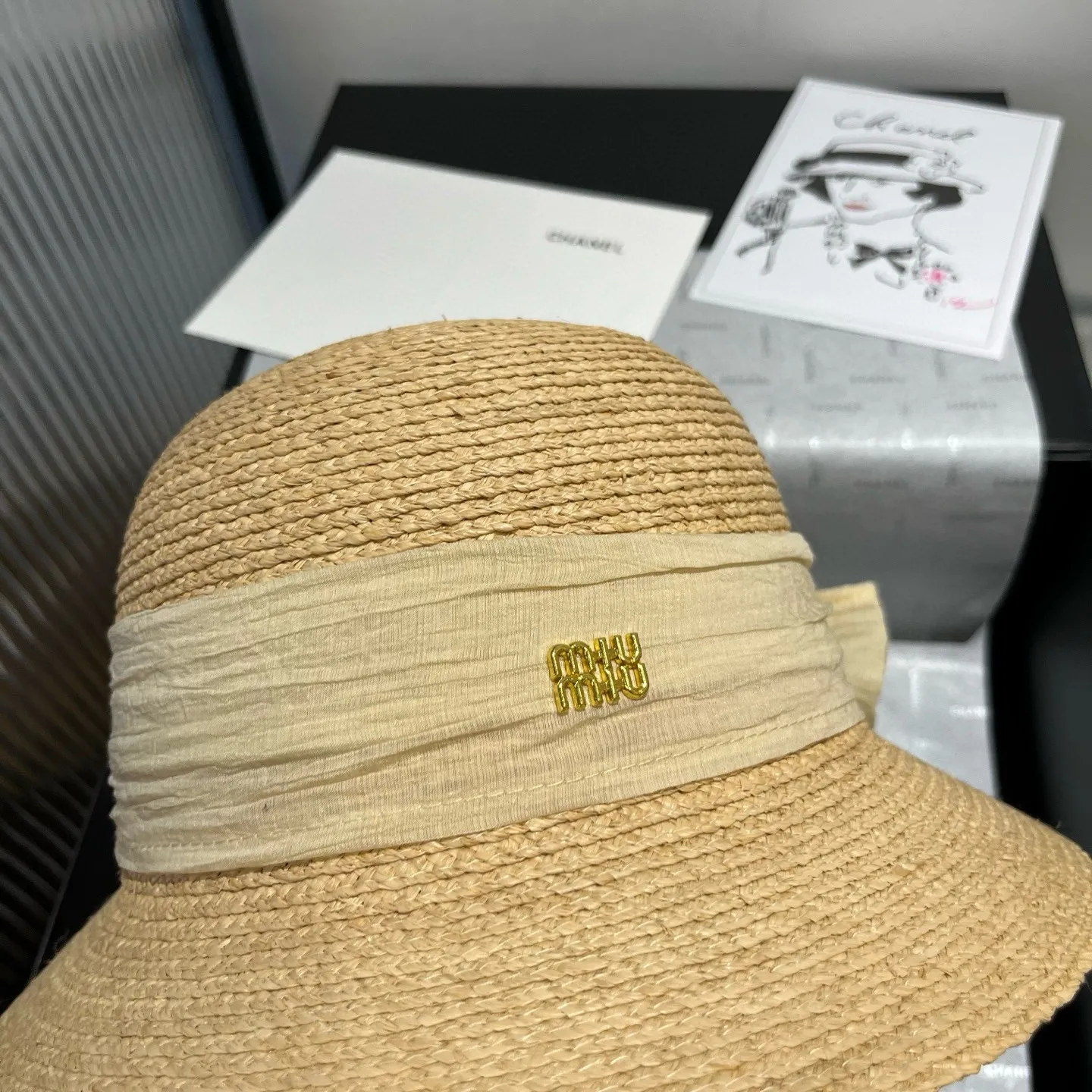 💰160¥ miumiu raffia hat, lady style, head circumference 57cm