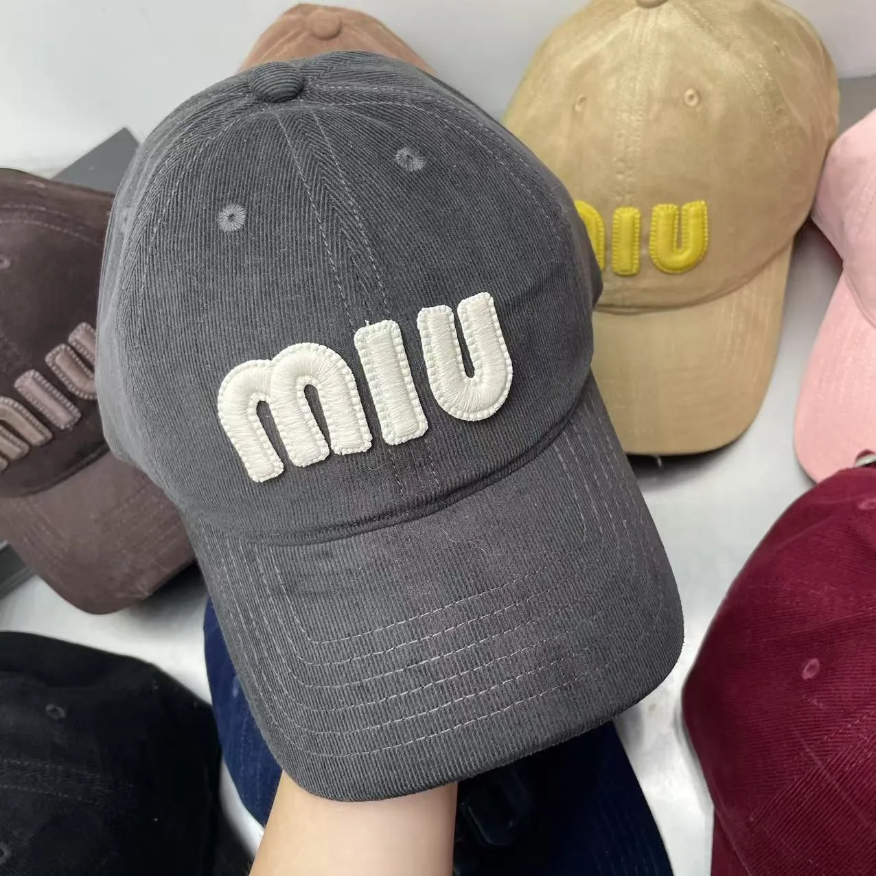 miumiu corduroy baseball cap