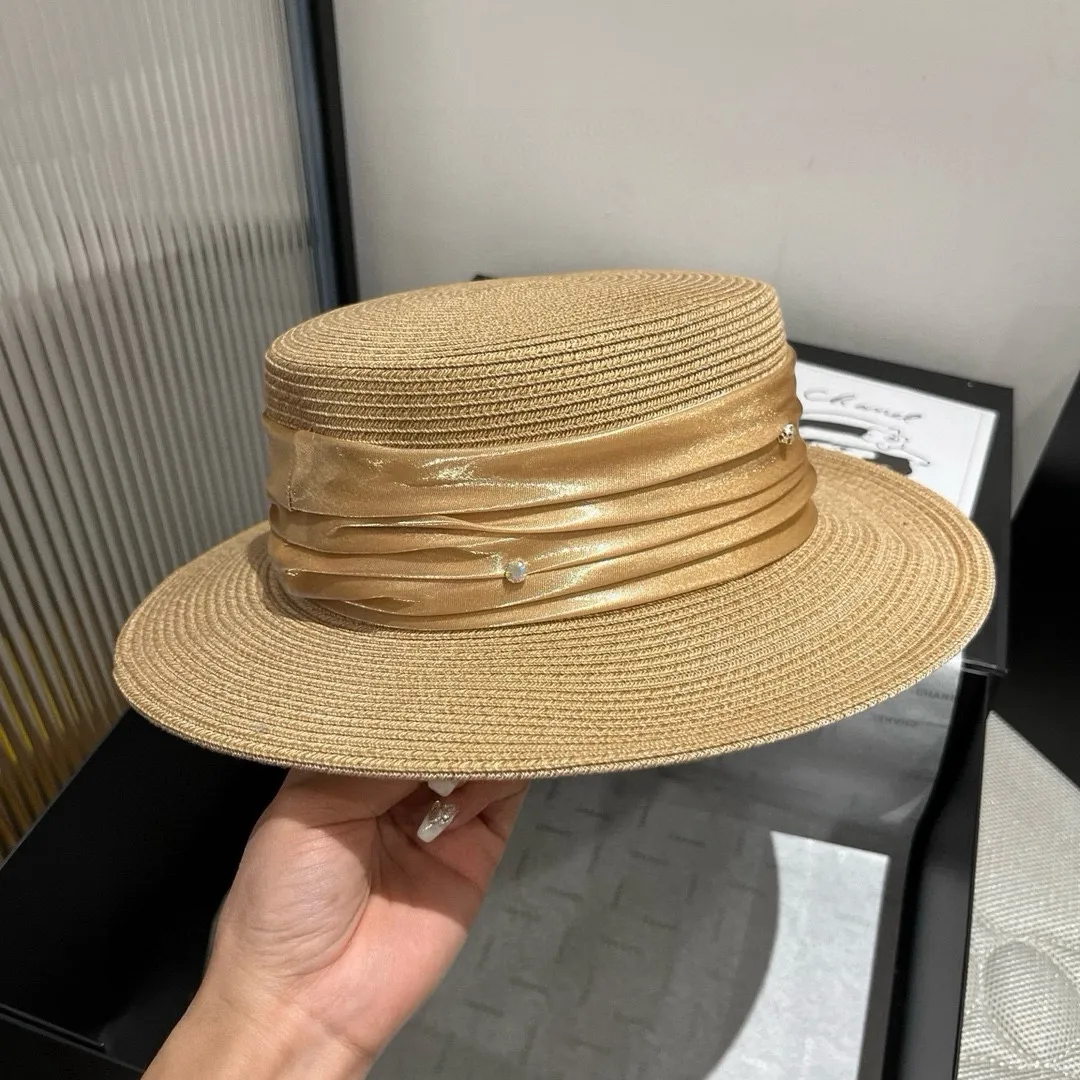 💰170¥ miumiu new flat top hat, high-grade PP straw fabric, head circumference 57cm