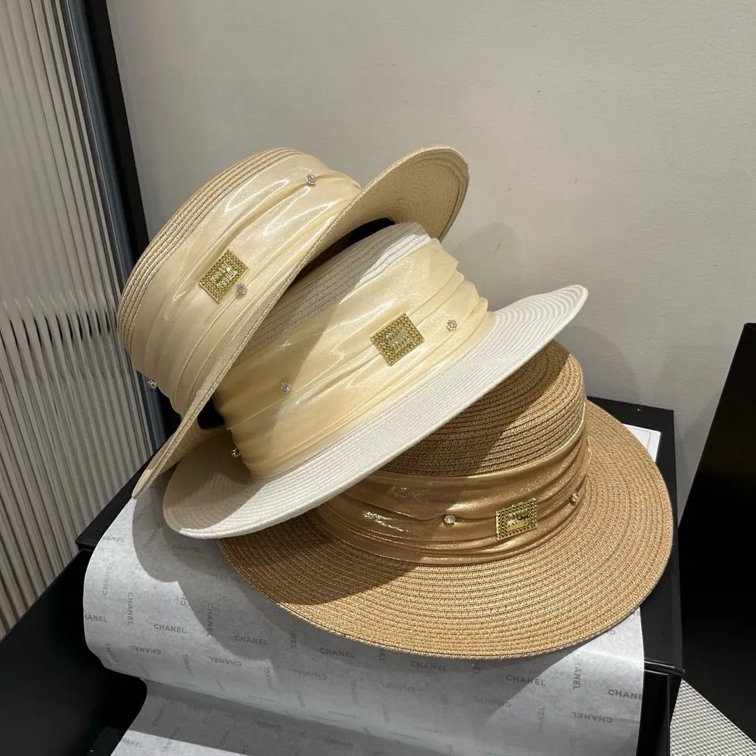 💰170¥ miumiu new flat top hat, high-grade PP straw fabric, head circumference 57cm
