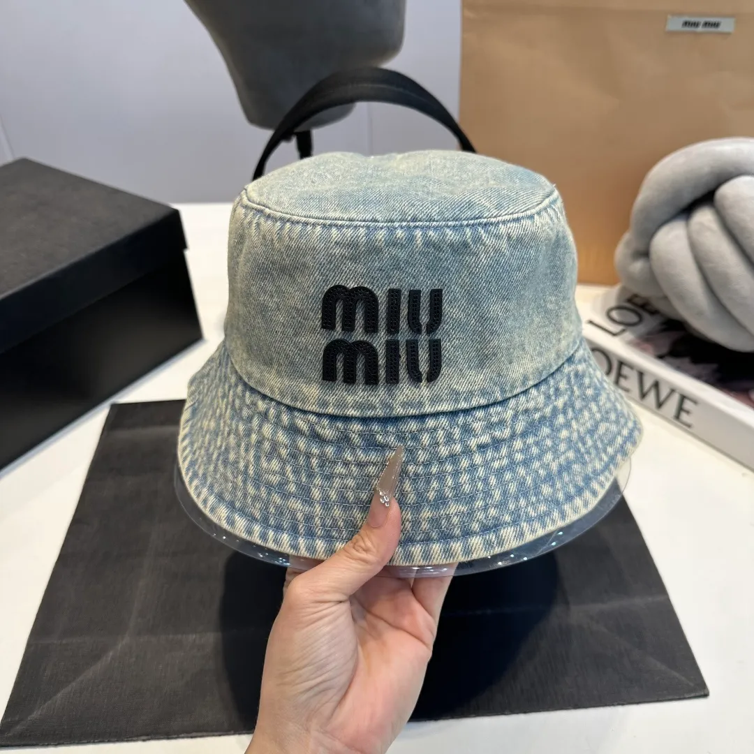 P60 miumiu high-end denim fisherman hat, original quality, head circumference 57cm