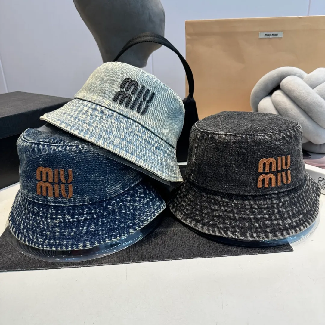 P60 miumiu high-end denim fisherman hat, original quality, head circumference 57cm