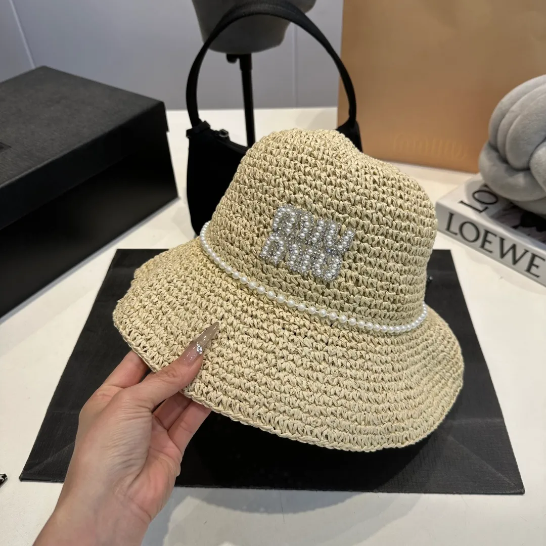 P60 miumiu new flat-top sun hat, straw sun hat, head circumference 57cm