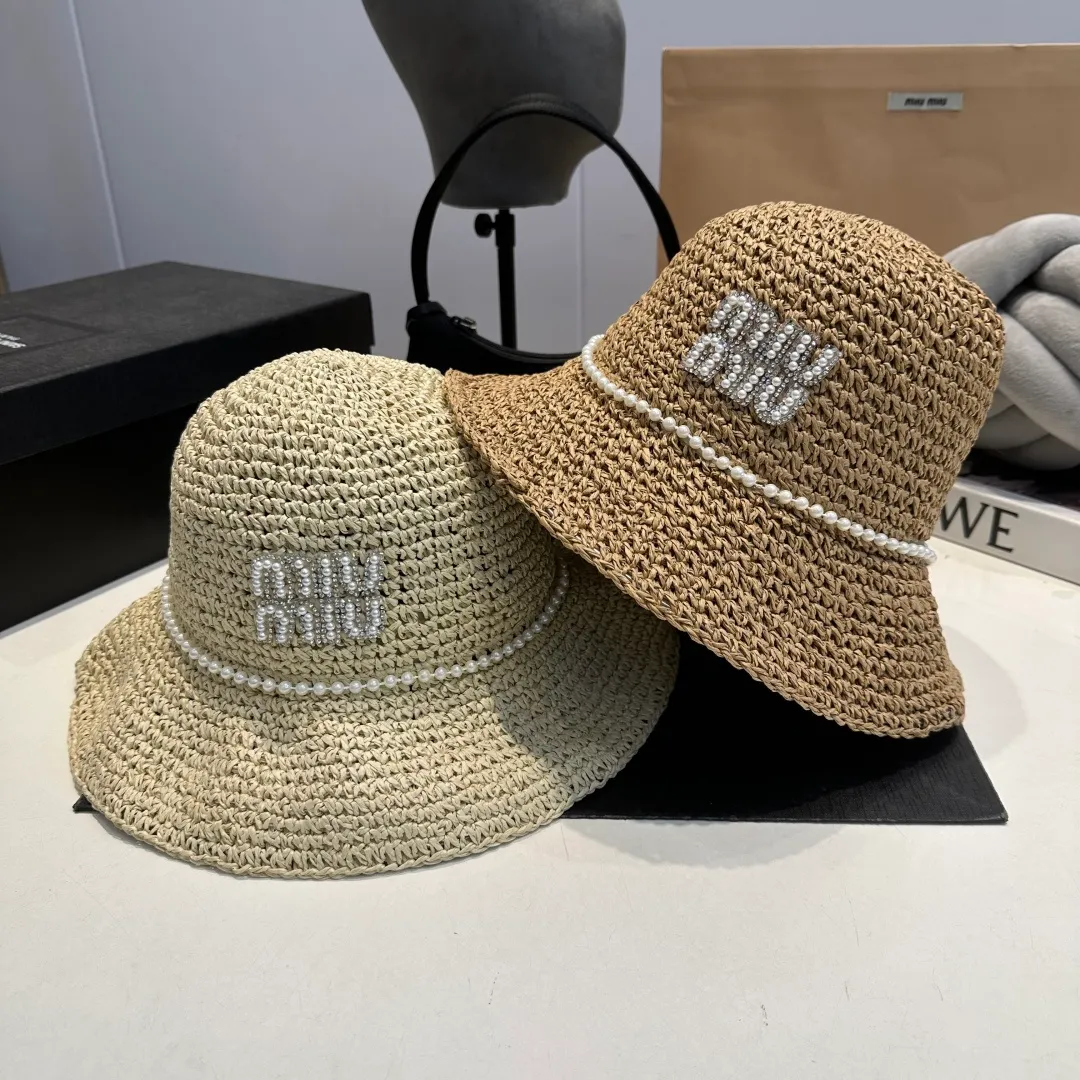 P60 miumiu new flat-top sun hat, straw sun hat, head circumference 57cm