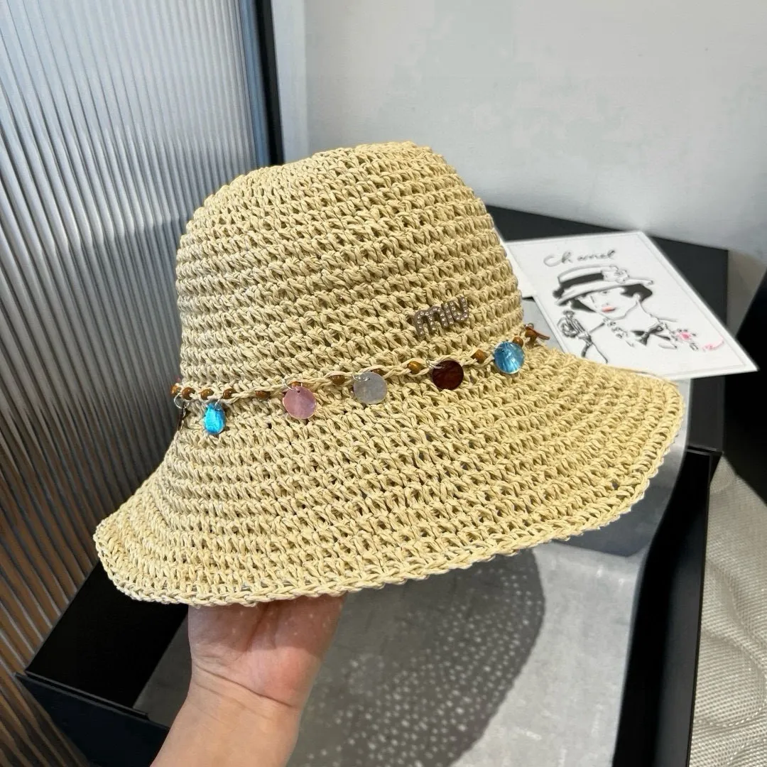💰130¥ miumiu straw hat, beach sun hat, head circumference 57cm