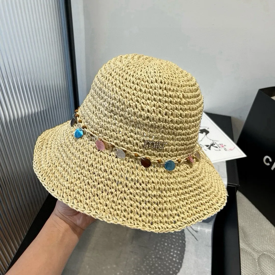 💰130¥ miumiu straw hat, beach sun hat, head circumference 57cm