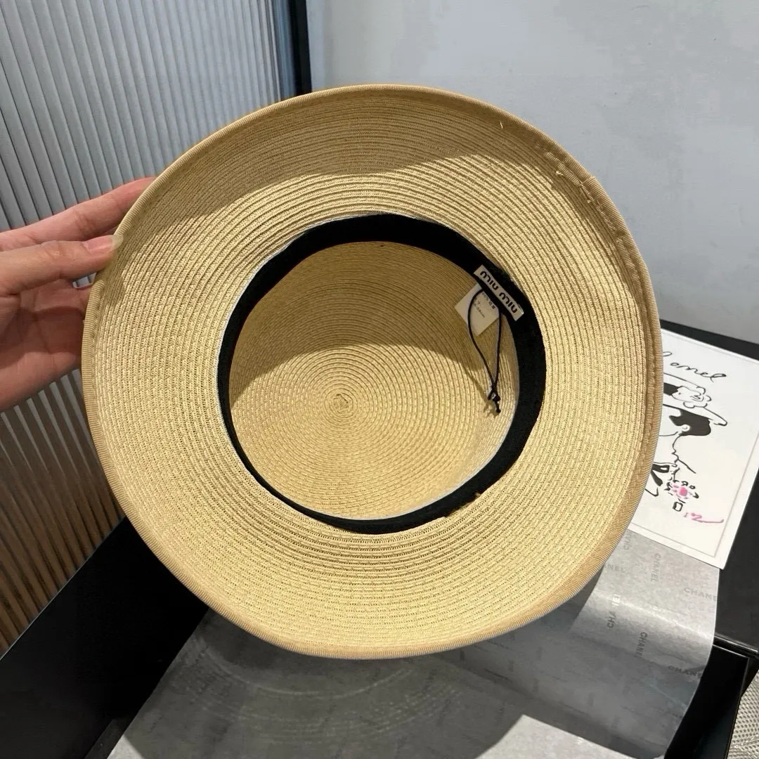 💰140¥ miumiu 25 summer straw hat, raffia straw hat, head circumference 57cm