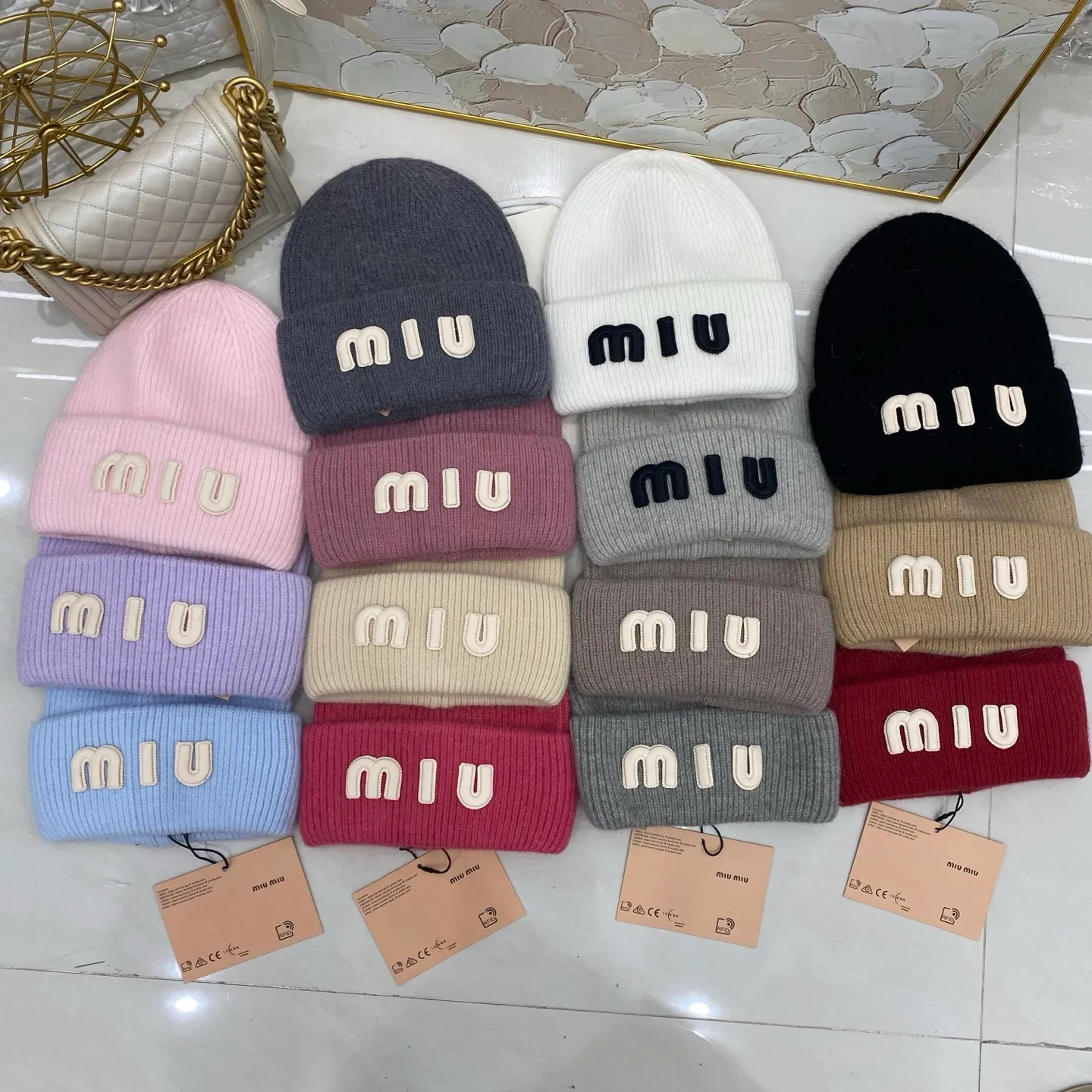 MiuMiu rabbit fur knitted hat