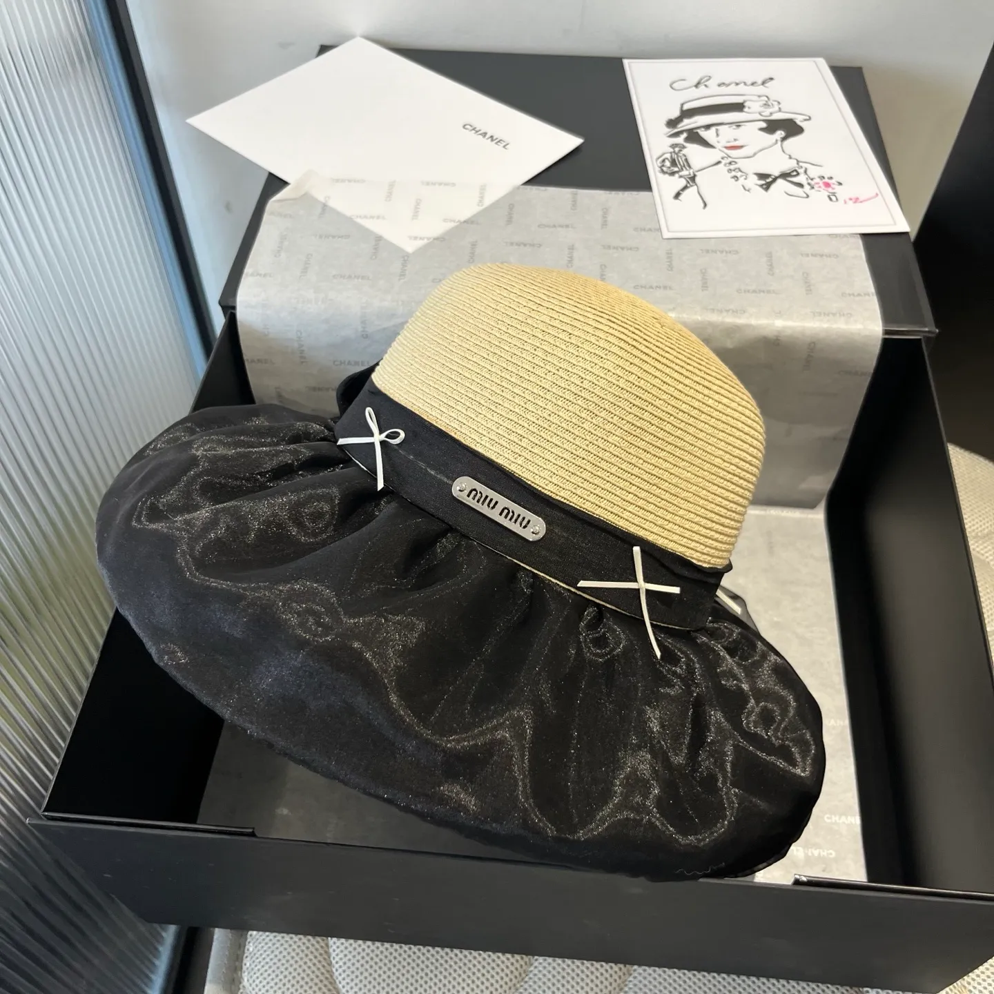 💰120¥ miumiu new lantern hat, sunshade straw hat, anti-UV brim, head circumference 57cm